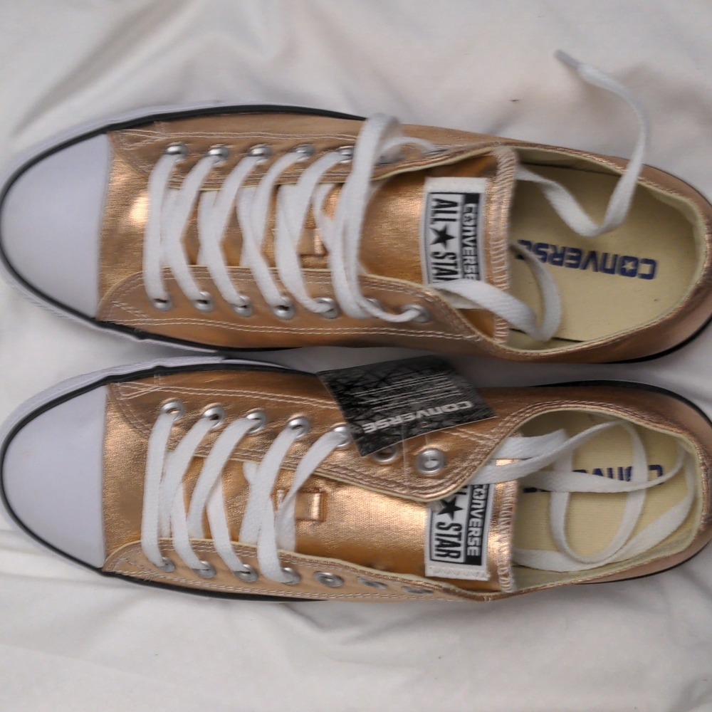 NWT COPPER CONVERSE ALL STAR IN COPPER LEATHER  Size 12 Women's/10 Men's